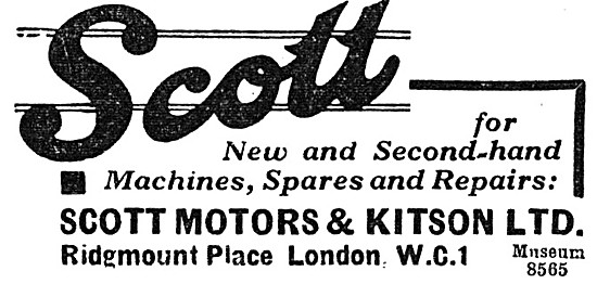 Scott Motors & Kitson Scott Motor Cycle Spares & Repairs 1939    