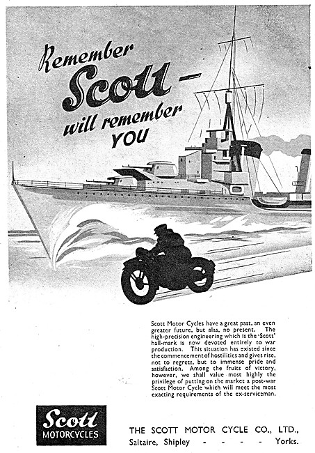 1944 Scott Motor Cycle Advert                                    