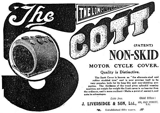 Scott Tyres - Scott Motor Cycle Tyres - Scott Covers 1909        