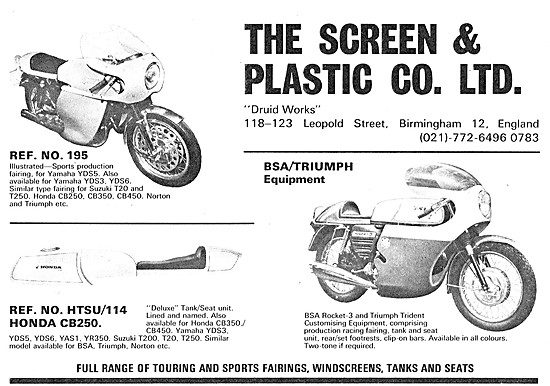 Screen & Plastic Motorcycle Fairings & Fuel Tanks                