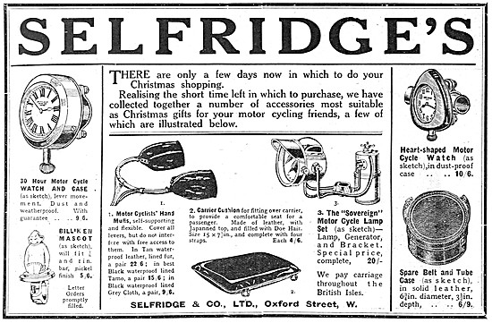 Selfridges Motor Cycle Parts & Accessories. Billiken Mascot 1913 
