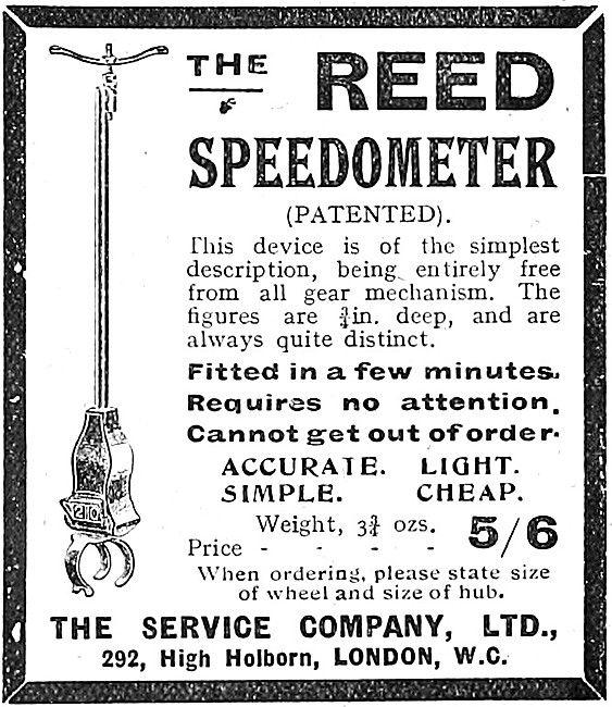 The Service Company Motor Cycle Accessories. Reed Speedometer    