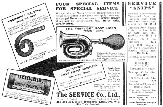 The Service Company Motor Cycle Accessories.                     
