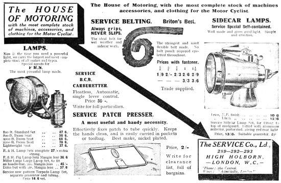The Service Company Motor Cycle Parts & Accessories.             