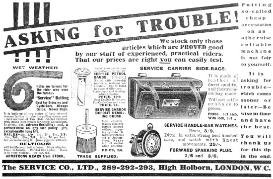 The Service Company Motor Cycle Accessories.                     