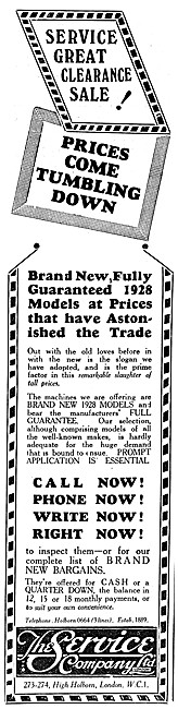 The Service Company Motor Cycle Sales 1928                       