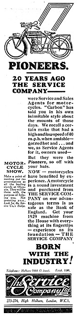 The Service Company Motor Cycle Sales & Service 1928             
