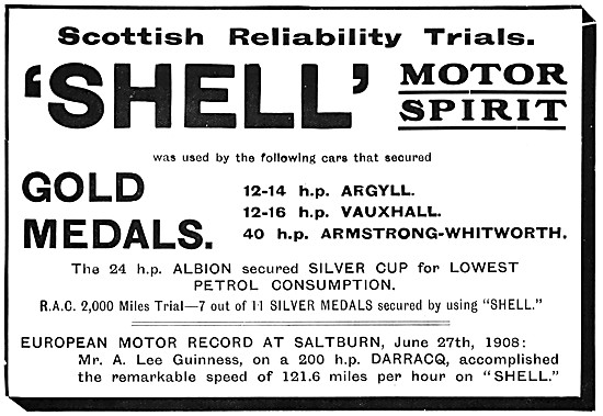 Shell Motor Spirit 1908 Advert                                   