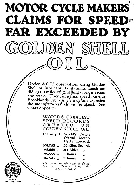 Golden Shell Oil 1927 Advert                                     
