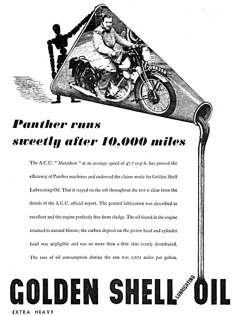 Golden Shell Extra Heavy Motor Cycle Oil 1939 Advert             