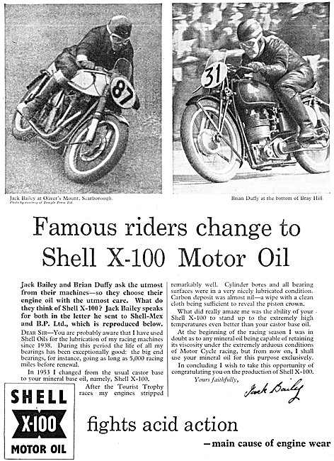 Shell X-100 Motor Oil 1954 Advert                                