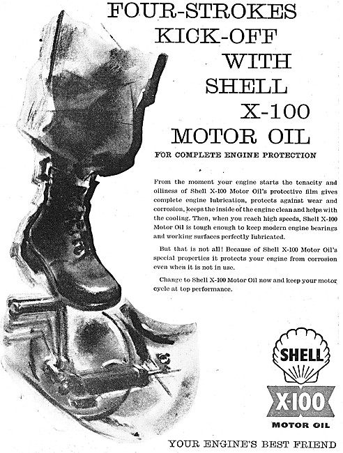 Shell X-100 Motor Oil 1958 Advert                                