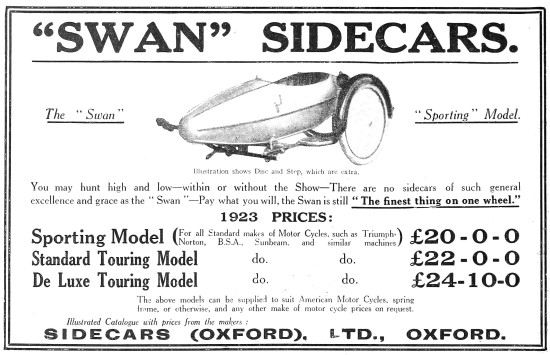 1922 Oxford Swan Sidecars                                        