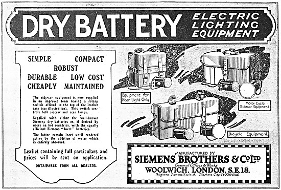 1921 Siemens Dry Battery Motor Cycle Lighting Set                