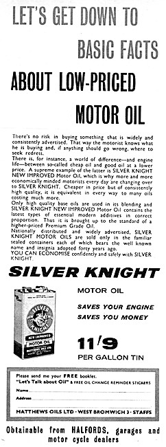 Silver Knight Engine Oil 1962                                    