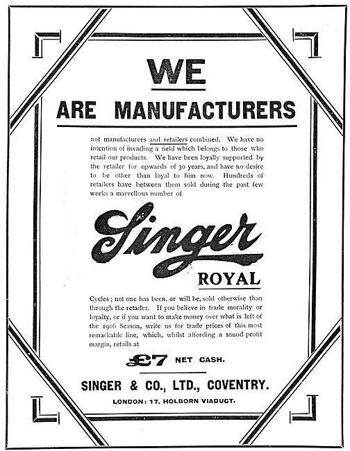 1906 Singer Bicycles                                             