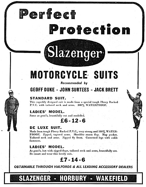 Slazenger Motor Cycle Suits 1958 Pattern                         