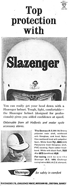 1962 Slazenger Demon 8 Motor Cycle Helmet                        