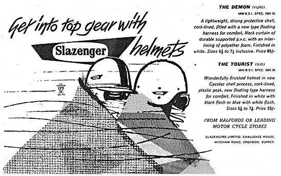1963 Slazenger Demon Motor Cycle Helmet                          
