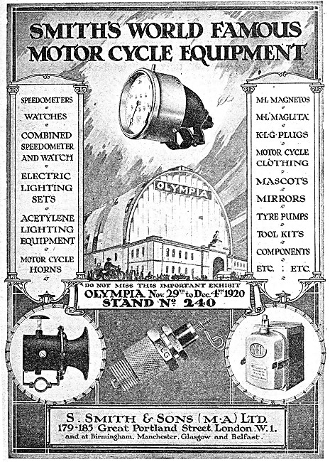 Smiths Motor Cycle Equipment 1920 Advert                         