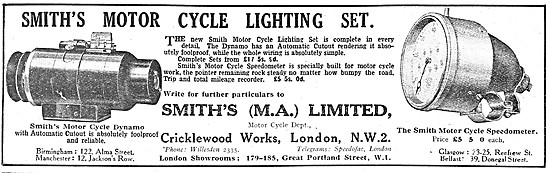 1922 Smiths Motor Cycle Lighting Set                             