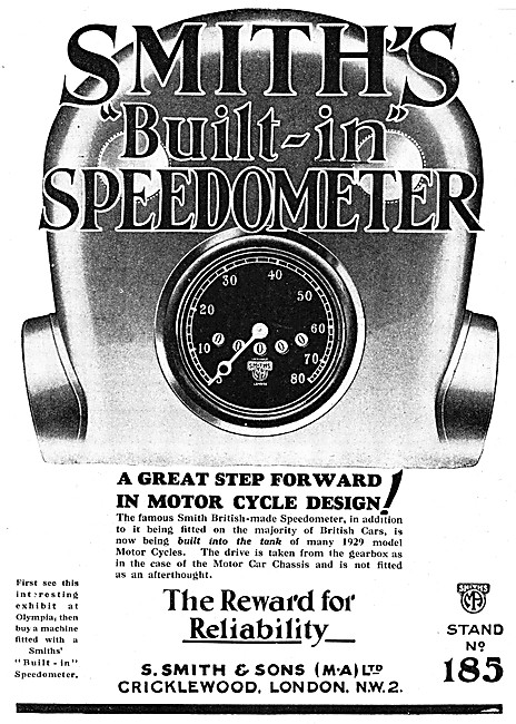 Smiths Built-In Motor Cycle Speedometers 1928                    