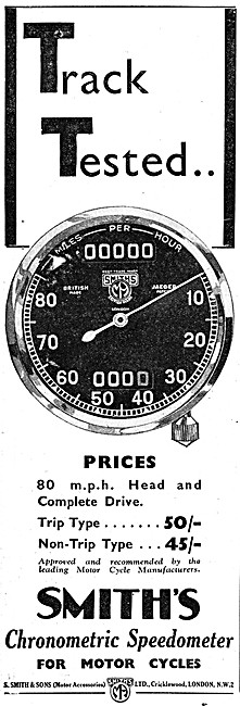 Smiths Chronometric Motor Cycle Speedometers 1937 Models         