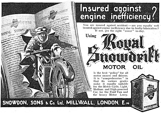 Royal Snowdrift Motor Oil 1924 Advert                            