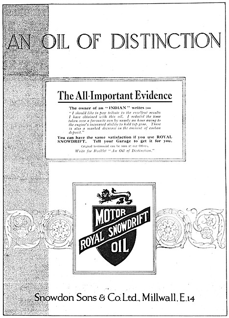 Snowdrift Motor Oil & Lubricants 1925 Advert                     