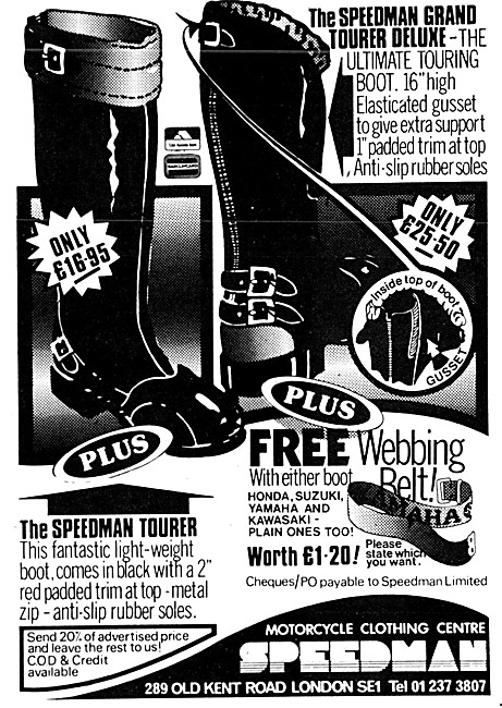 Speedman Motorcycle Clothing 1976 Advert                         