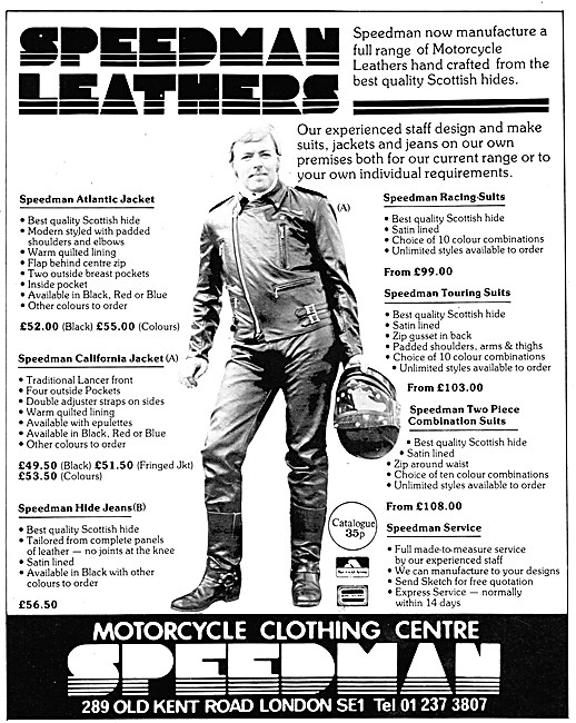 Speedman Motorcycle Leathers                                     