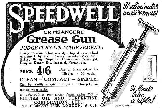 Speedwell Motor Cycle Grease Gun 1926                            