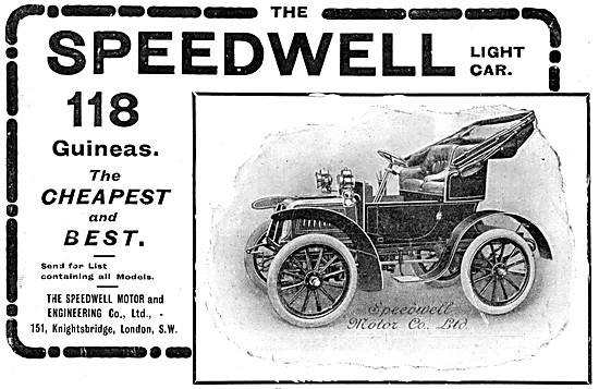 Speedwell Motor Cars 1904 Advert                                 