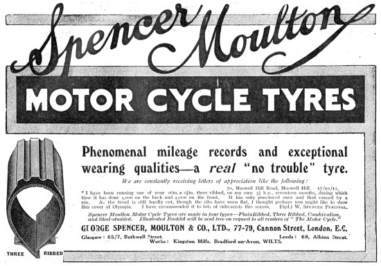 Spencer Moulton Motor Cycle Tyres                                