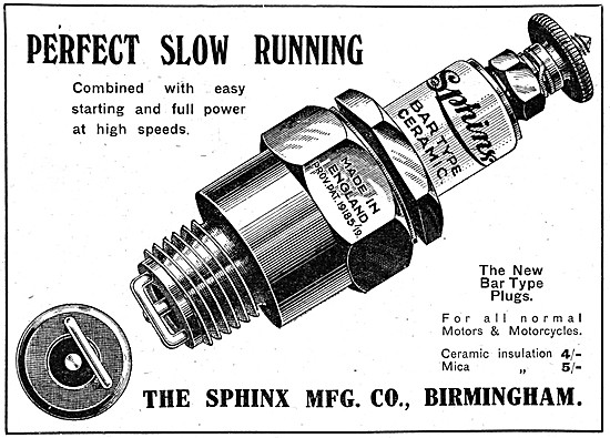 1920 Sphinx Mica Spark Plugs Advert                              