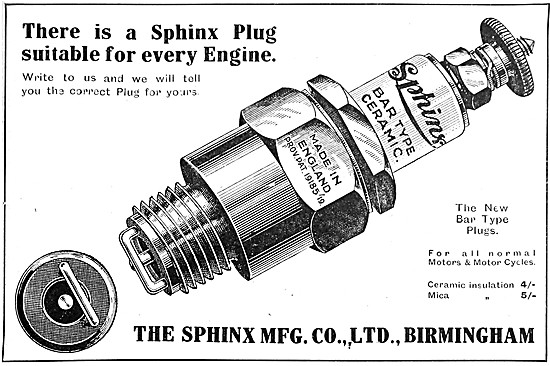 Sphinx Bar Type Ceramic Spark Plugs 1920                         