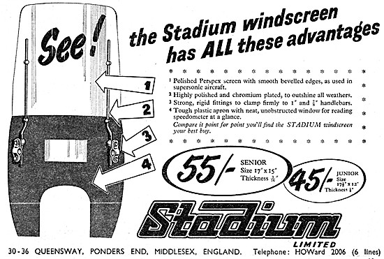 Stadium Motorcycle Windscreens 1953                              