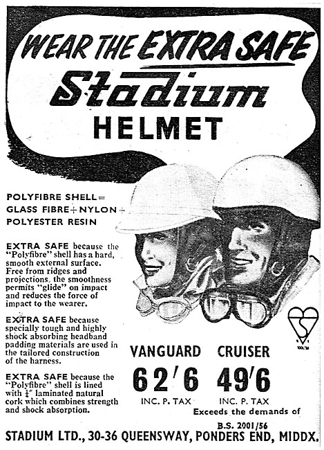 Stadium Motor Cycle Clothing - Stadium Vanguard Helmet 1957      
