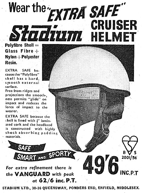 Stadium Motor Cycle Helmets - Stadium Vanguard Helmet 1957 Style 