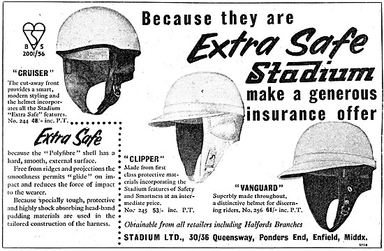 Stadium Motor Cycle Helmets 1958 Styles                          