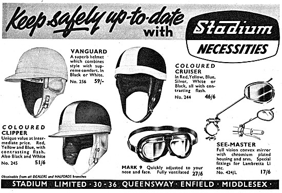 Stadium Motor Cycle Accessories - Stadium Helmets 1960           