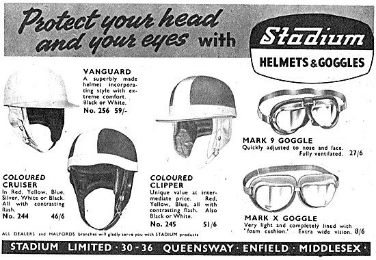 Stadium Helmets & Goggles 1960 Styles                            
