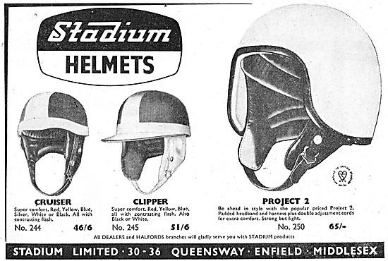 Stadium Motor Cycle Helmets 1961 Styles                          