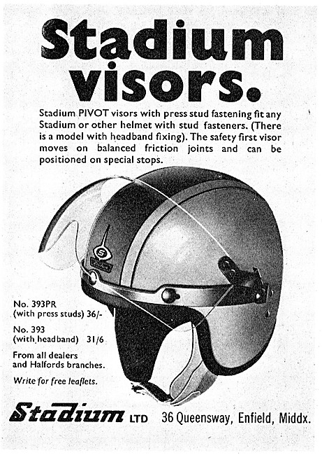 Stadium Helmet Pivot Visors 1971 Advert                          