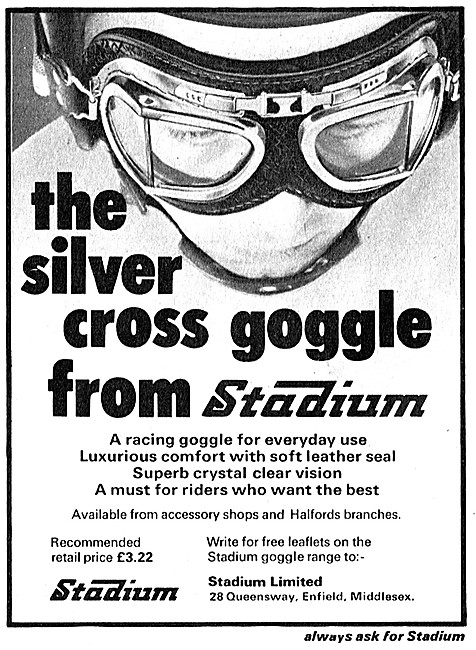 Stadium Silver Cross Motor Cycle Goggles                         