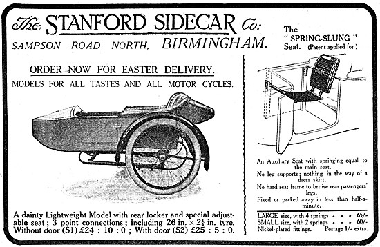 1921 Stanford Sidecar With Spring-Slung Seat                     