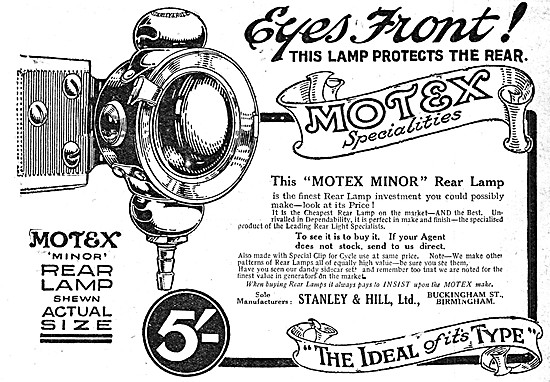 Stanley & Hill Motex Motor Cycle Lighting - Motex Minor Rear Lamp