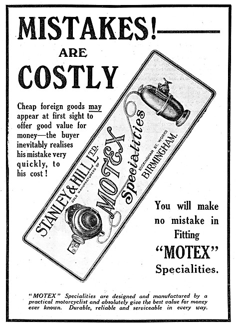 Stanley & Hill Motex Motor Cycle Lighting - Motex Specialities   