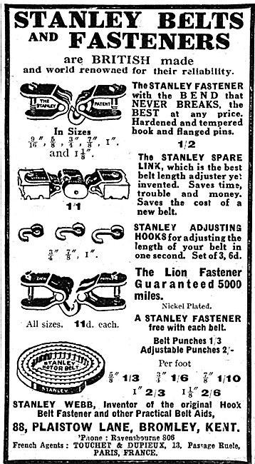 Stanley Motor Motor Cycle Belts &  Fasteners                     