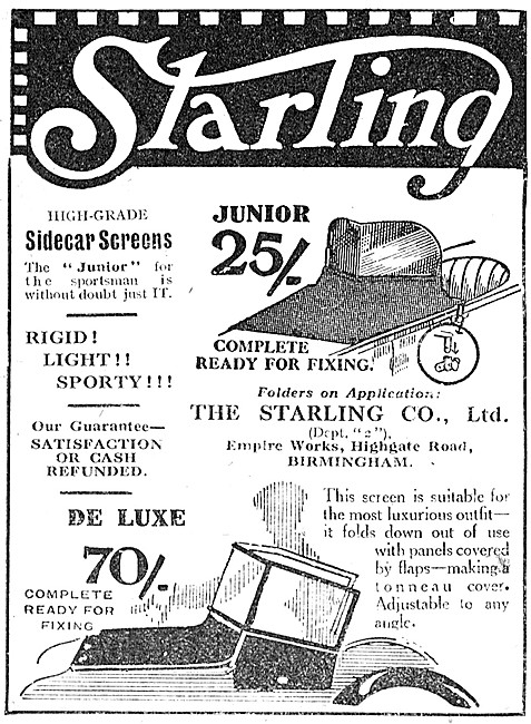 1923 Starling Sidecar Windscreens                                